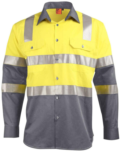 Winning Spirit Biomotion Day/night Light Weight Safety Shirt With X Back Tape Configuration Sw70 Work Wear Winning Spirit Yellow/Charcoal 2XS 