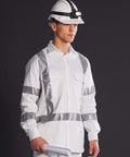 Winning Spirit Mens White Safety Shirt With X Back Biomotion Tape Configuration Wt09hv Work Wear Winning Spirit White XS 