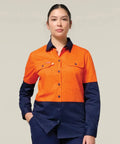 Hard Yakka Women's Long Sleeve Two Toned Hi Vis Core Shirt Y08423 