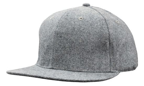 Headwear Grey Marle Flannel Flat Peak Cap X12 - 4135