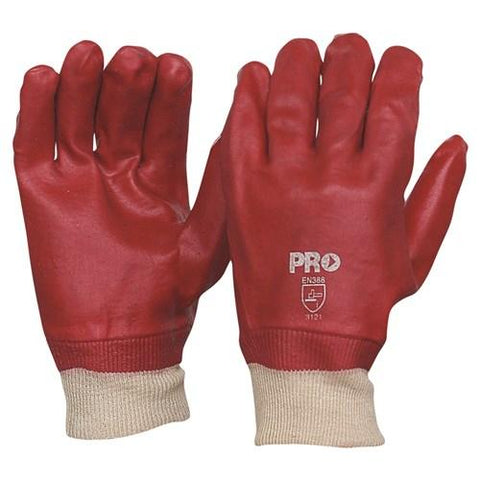 Pro Choice Red Pvc Single Dip With Knitted Wrist - Length 27cm X12 - PVC27KW