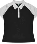 Aussie Pacific Manly Lady Polos 2318  Aussie Pacific BLACK/WHITE 6 