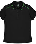 Aussie Pacific Currumbin Lady Polo Shirt 2320  Aussie Pacific BLACK/KAWA GREEN 6 
