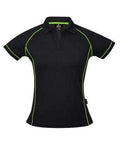 Aussie Pacific Ladies Endeavour Polo Shirt 2310 Casual Wear Aussie Pacific Black/Fluro Green 6 