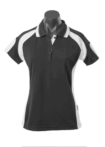 Aussie Pacific Ladies Murray Polo Shirt 2300 Casual Wear Aussie Pacific Black/White/Ashe 8 