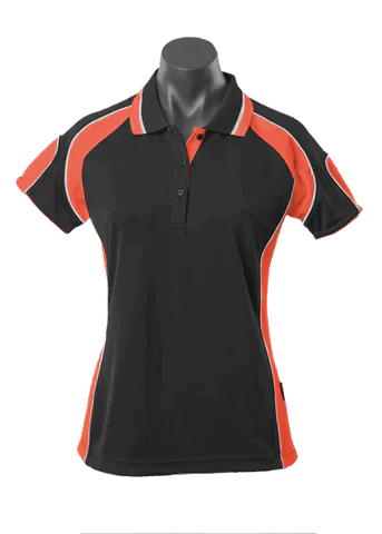 Aussie Pacific Ladies Murray Polo Shirt 2300 Casual Wear Aussie Pacific Black/Orange/White 8 