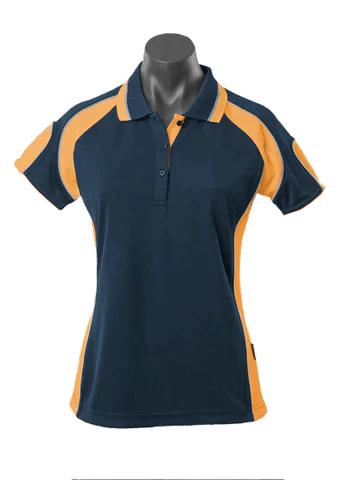 Aussie Pacific Ladies Murray Polo Shirt 2300 Casual Wear Aussie Pacific Navy/Gold/Ashe 8 