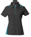 Aussie Pacific Ladies Paterson Polo Shirt 2305 Casual Wear Aussie Pacific Black/Teal 6 