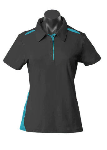 Aussie Pacific Ladies Paterson Polo Shirt 2305 Casual Wear Aussie Pacific Black/Teal 6 