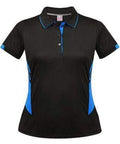 Aussie Pacific Ladies Tasman Polo Shirt 2311 Casual Wear Aussie Pacific Black/Cyan 6 