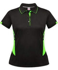 Aussie Pacific Ladies Tasman Polo Shirt 2311 Casual Wear Aussie Pacific Black/Neon Green 6 