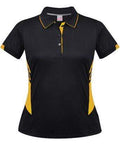 Aussie Pacific Ladies Tasman Polo Shirt 2311 Casual Wear Aussie Pacific Black/Gold 6 