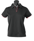 Aussie Pacific Ladies Yarra Polo Shirt 2302 Casual Wear Aussie Pacific Black/Red 16-18 