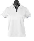 Aussie Pacific Ladies Yarra Polo Shirt 2302 Casual Wear Aussie Pacific White/Navy 16-18 