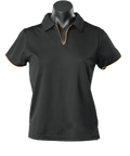 Aussie Pacific Ladies Yarra Polo Shirt 2302 Casual Wear Aussie Pacific Black/Gold 16-18 