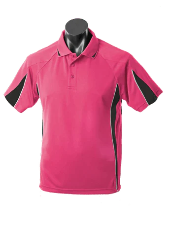 Aussie Pacific Men's Eureka Polo Shirt 1304 Casual Wear Aussie Pacific Hot Pink/Black/White S 