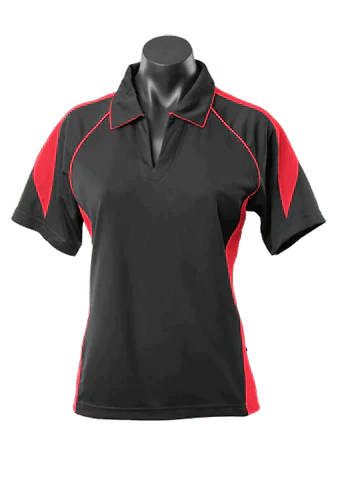 Aussie Pacific Premier Ladies Polo Shirt 2301 Casual Wear Aussie Pacific Black/Red 8 