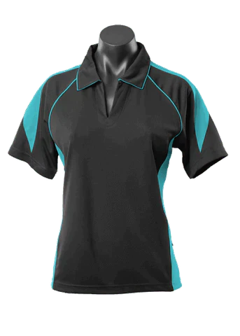 Aussie Pacific Premier Ladies Polo Shirt 2301 Casual Wear Aussie Pacific Black/Teal 8 