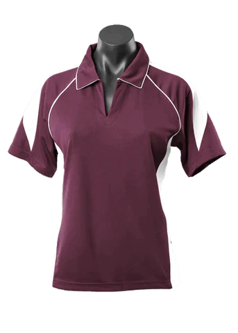 Aussie Pacific Premier Ladies Polo Shirt 2301 Casual Wear Aussie Pacific Burgundy/White 8 