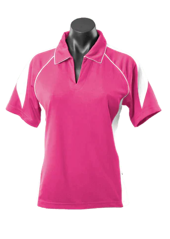 Aussie Pacific Premier Ladies Polo Shirt 2301 Casual Wear Aussie Pacific Hot Pink/White 8 