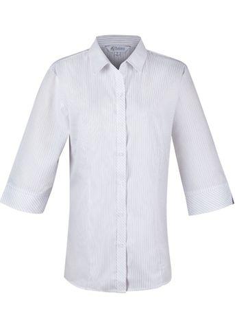 Aussie Pacific Ladies Bayview 3/4 Sleeve Shirt 2906T Corporate Wear Aussie Pacific White/Silver 4 
