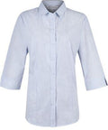 Aussie Pacific Ladies Bayview 3/4 Sleeve Shirt 2906T Corporate Wear Aussie Pacific White/Sky 4 