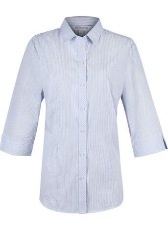 Aussie Pacific Ladies Bayview 3/4 Sleeve Shirt 2906T Corporate Wear Aussie Pacific White/Sky 4 