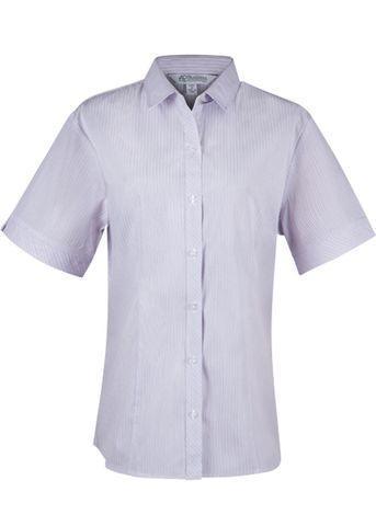 Aussie Pacific Ladies Bayview Short Sleeve Shirt 2906S Corporate Wear Aussie Pacific White/Pink 4 