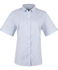 Aussie Pacific Ladies Bayview Short Sleeve Shirt 2906S Corporate Wear Aussie Pacific White/Sky 4 