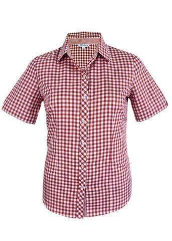 Aussie Pacific Ladies Brighton Short Sleeve Shirt 2909S Corporate Wear Aussie Pacific Red/White 4 