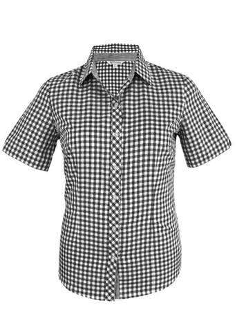 Aussie Pacific Ladies Brighton Short Sleeve Shirt 2909S Corporate Wear Aussie Pacific Black/White 4 