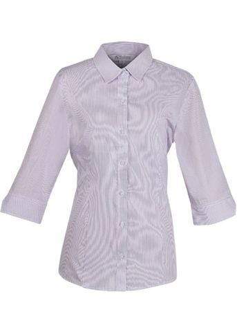 Aussie Pacific Ladies Henley 3/4 Sleeve Shirt 2900T Corporate Wear Aussie Pacific White/Purple 4 