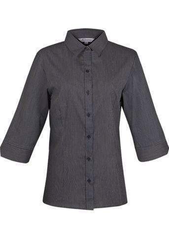 Aussie Pacific Ladies Henley 3/4 Sleeve Shirt 2900T Corporate Wear Aussie Pacific Black/Silver 4 