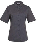 Aussie Pacific Ladies Henley Short Sleeve Shirt 2900S Corporate Wear Aussie Pacific Black/Silver 4 