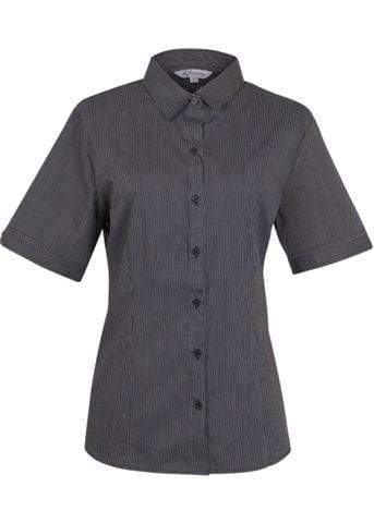 Aussie Pacific Ladies Henley Short Sleeve Shirt 2900S Corporate Wear Aussie Pacific Black/Silver 4 