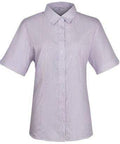 Aussie Pacific Ladies Henley Short Sleeve Shirt 2900S Corporate Wear Aussie Pacific White/Purple 4 