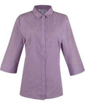 Aussie Pacific Ladies Toorak 3/4 Sleeve Shirt 2901T Corporate Wear Aussie Pacific Purple/White 4 