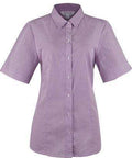 Aussie Pacific Ladies Toorak Short Sleeve Shirt 2901S Corporate Wear Aussie Pacific Purple/White 4 