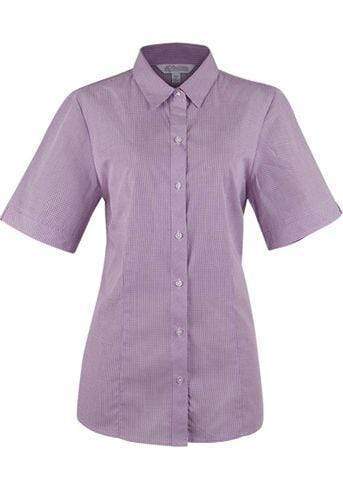 Aussie Pacific Ladies Toorak Short Sleeve Shirt 2901S Corporate Wear Aussie Pacific Purple/White 4 
