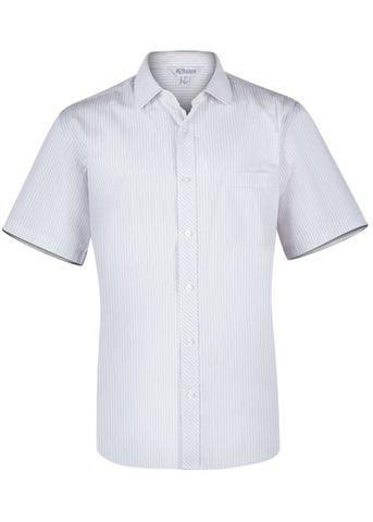 Aussie Pacific Men's Bayview Short Sleeve Shirt 1906S Corporate Wear Aussie Pacific White/Silver XXS 