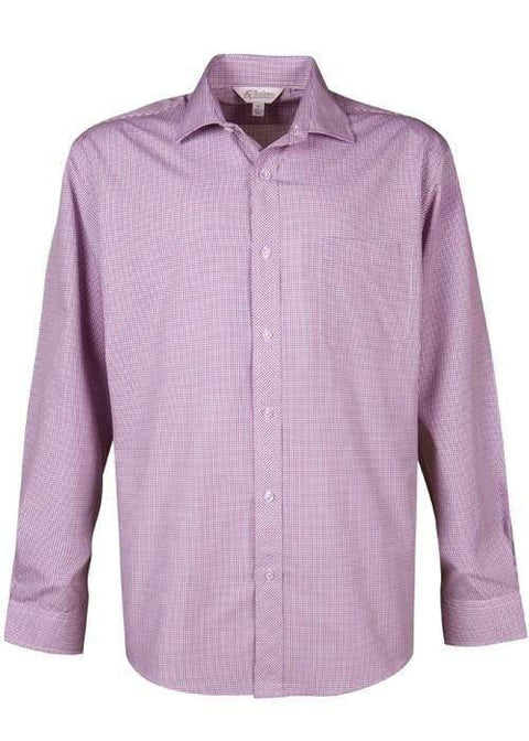 Aussie Pacific Men's Toorak Long Sleeve Shirt 1901L Corporate Wear Aussie Pacific Purple/White XXS 