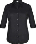 Aussie Pacific Ladies Kingswood 3/4 Sleeve Shirt 2910t Corporate Wear Aussie Pacific Black 4 