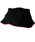 Australian Industrial Wear Active Wear Black/Red / One size Pique Mesh With Sandwich Bucket Hat CH71