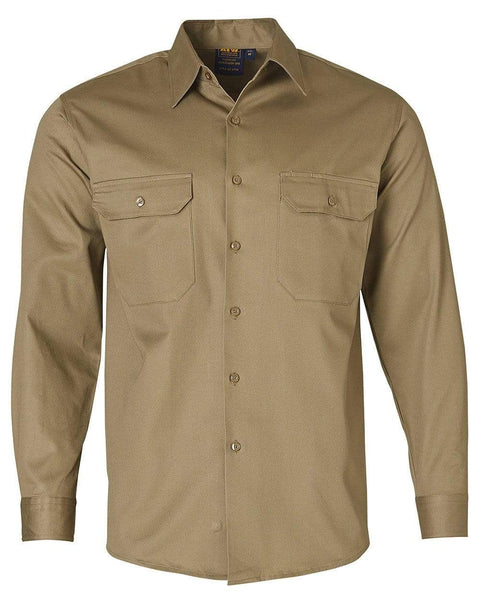 Australian Industrial Wear Work Wear Khaki / S COTTON DRILL work shirt WT04