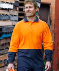 Australian Industrial Wear Work Wear Cotton Jersey two tone Long Sleeve Safety Polo SW36