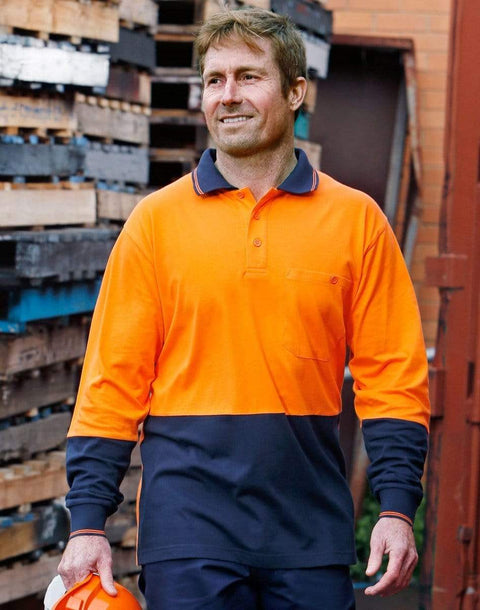 Australian Industrial Wear Work Wear Cotton Jersey two tone Long Sleeve Safety Polo SW36