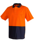 Australian Industrial Wear Work Wear Fluoro Orange/Navy / S Cotton Jersey Two Tone Safety Polo SW35