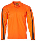 Australian Industrial Wear Work Wear Fluoro Orange/Navy / S HI-VIS LEGEND LONG SLEEVE POLO Men's SW33A