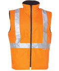 Australian Industrial Wear Work Wear Fluoro Orange/Reflective Silver/Navy / 2XS HI-VIS REVERSIBLE safety vest with 3m tapes sw19a