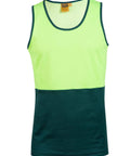 Australian Industrial Wear Work Wear Fluoro Yellow/Bottle / S Hi-Vis SAFETY SINGLET SW15